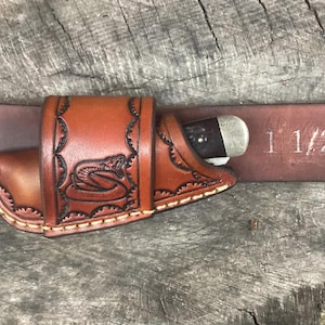 Leather Folding Knife Sheath Horizontal Trapper 4 1/8" Size(Sheath Only)