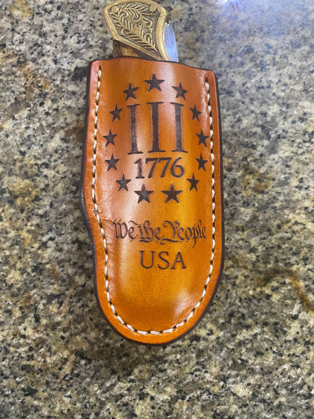 Leather Pocket Knife Case Sheath Handmade Buck 110 Size, Large Old