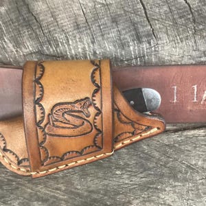 Leather Folding Knife Sheath Horizontal Mini Trapper Size (Sheath Only)