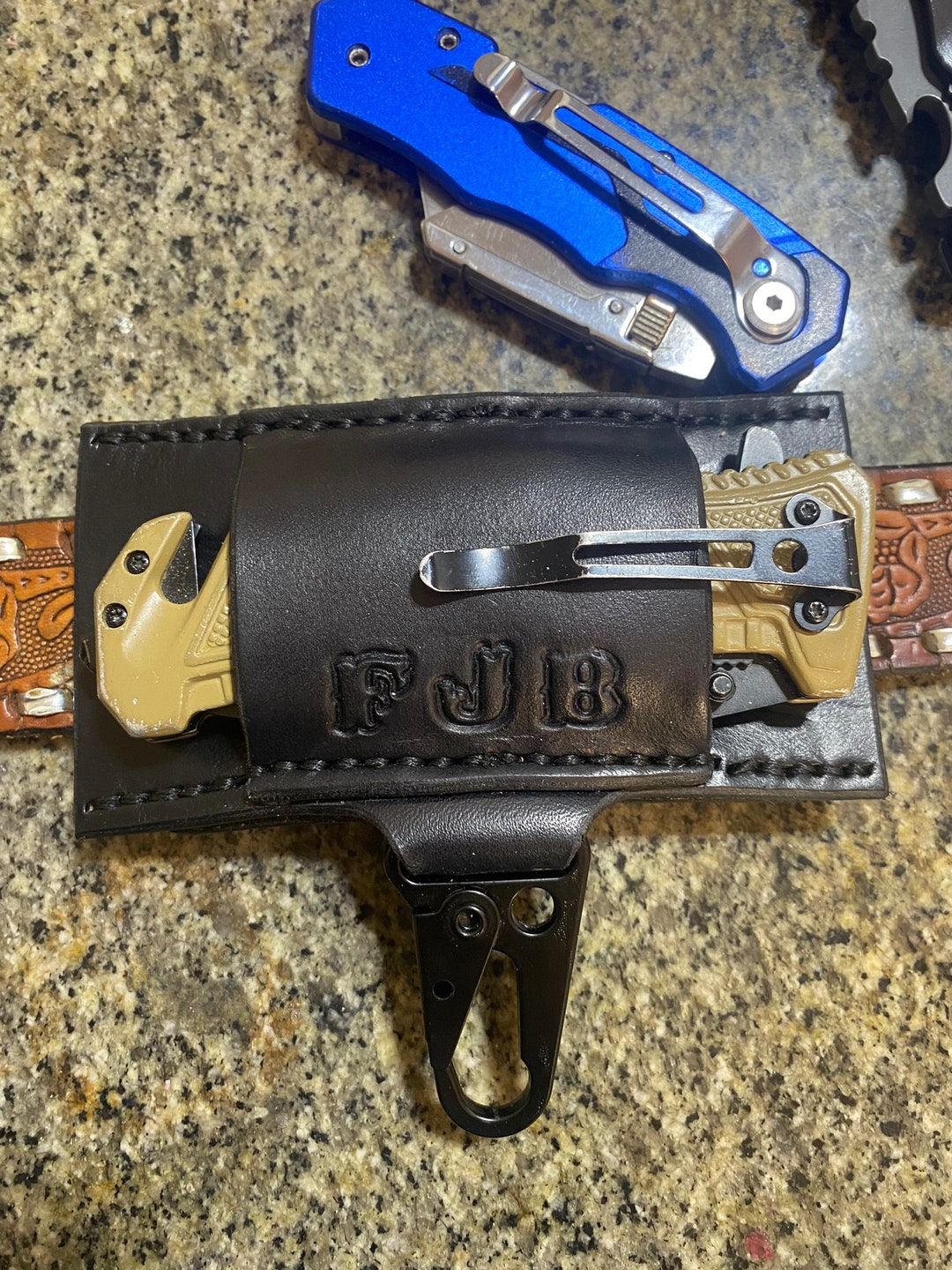 Personalized Leather Handmade Belt Loop Knife Sheath Horizontal Utility