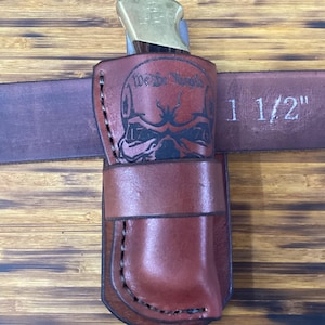 Leather Pocket Knife Case Sheath Buck 110 Buscadero (Sheath Only)
