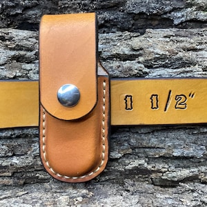 Leather Pocket Knife Clip Sheath Buck 112, Trapper 4 1/8" (Sheath Only)