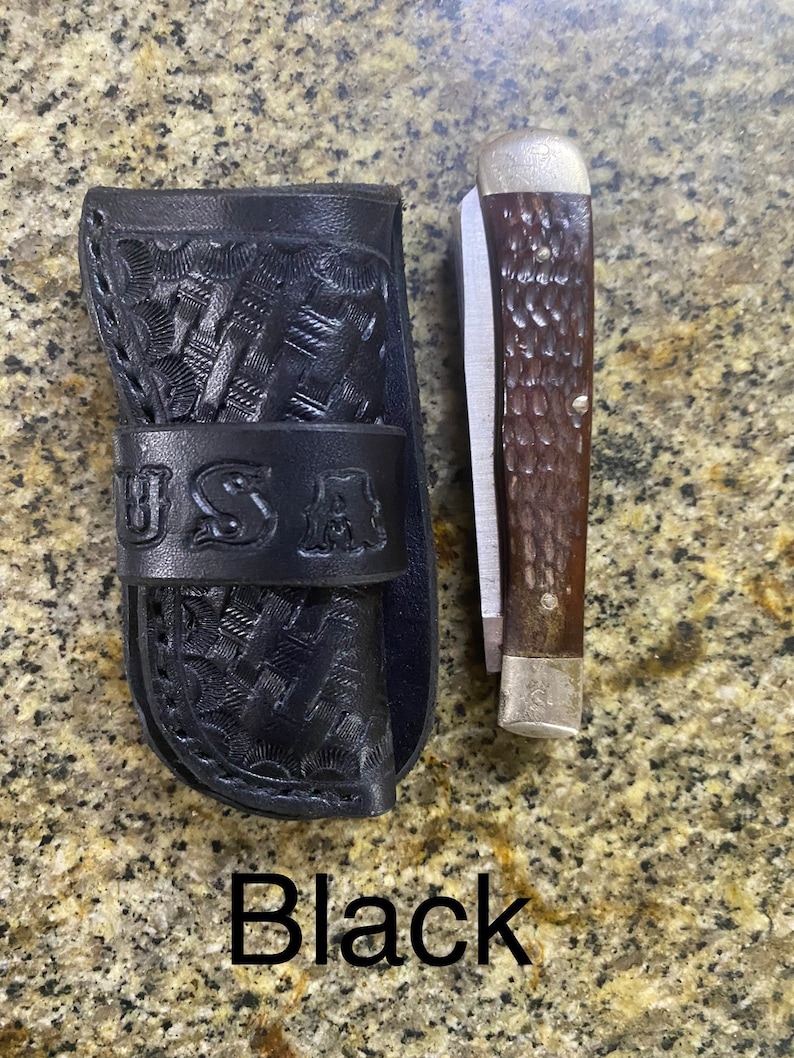 Personalized Custom Leather Belt Pocket Knife Pancake Sheath Etsy