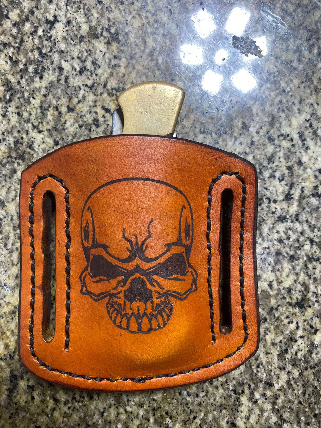 Custom Leather Pancake Pocket Knife Sheath Handmade Buck 112 Etsy