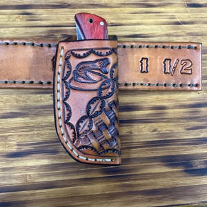 Leather Folding Pocket Knife Sheath 3 5/8"-3 3/4" Lockback Size (Sheath Only)