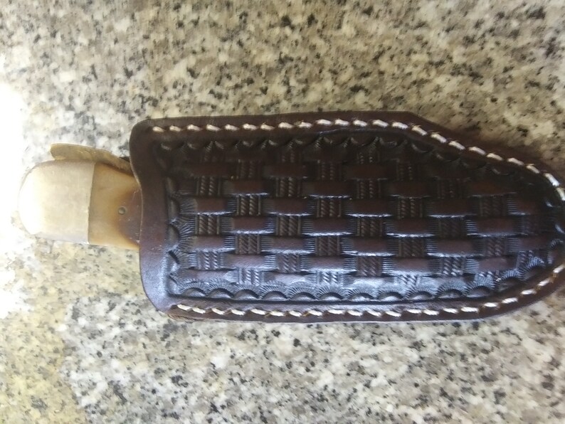 Custom Leather Belt Pocket Knife Case Sheath Handmade Buck Etsy