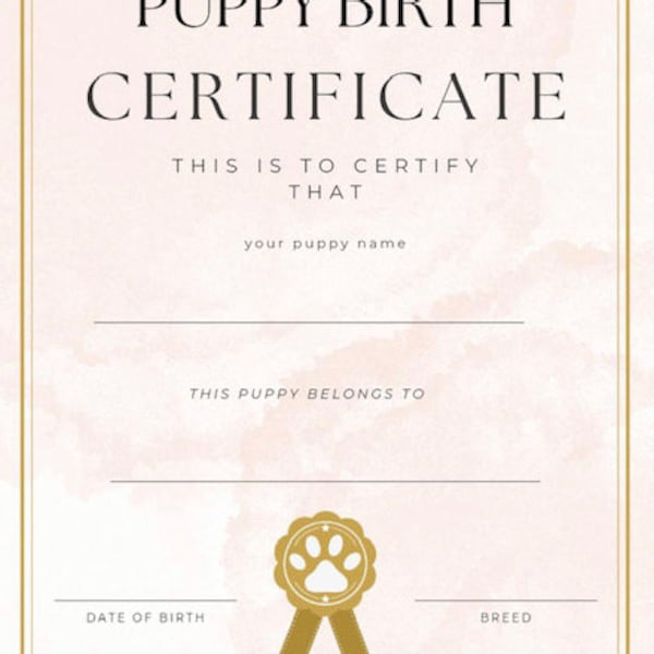 Puppy Birth Certificate dog birth certificate puppy gifts dog gifts Christmas dog gifts