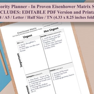 Eisenhower Matrix | Printable Priority Planner | EDITABLE PDFs Included For This Task Organizer