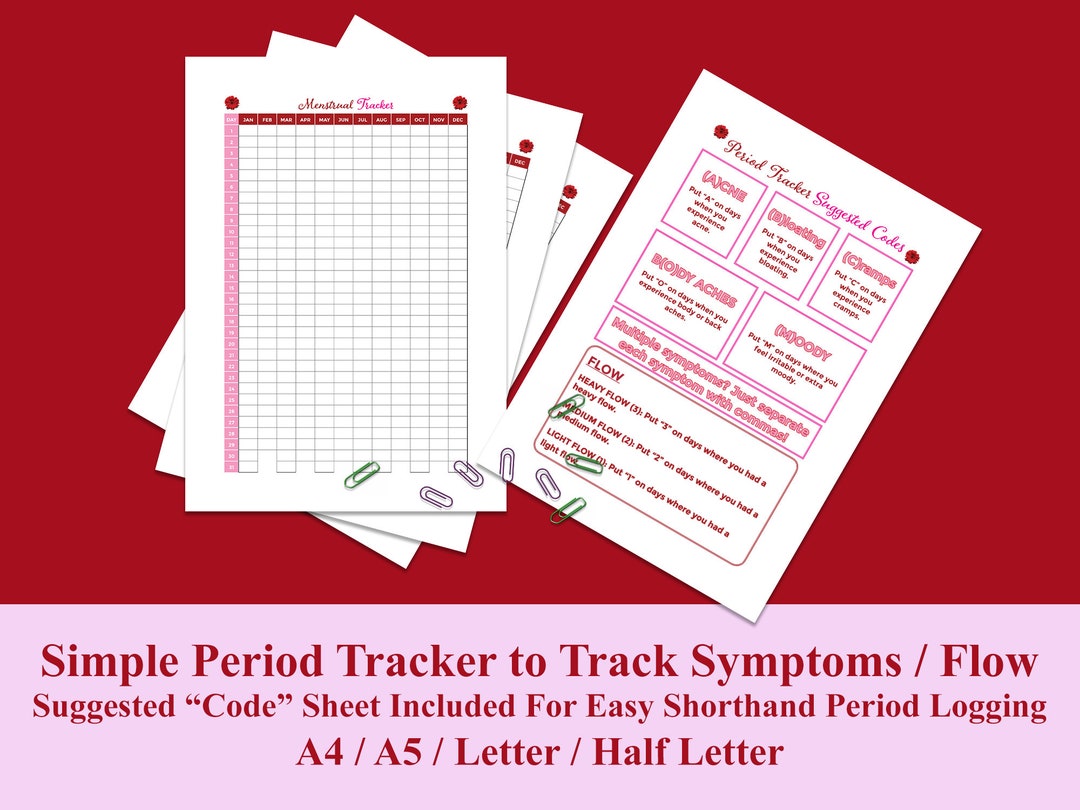 Period Tracker Printable PDF Menstrual Cycle Log - Etsy Ireland