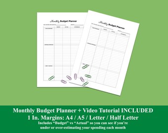 Planificador de presupuesto imprimible / Bill y Budget Tracker / Hole-Punch este rastreador de dinero y hacer su propio libro planificador de presupuesto