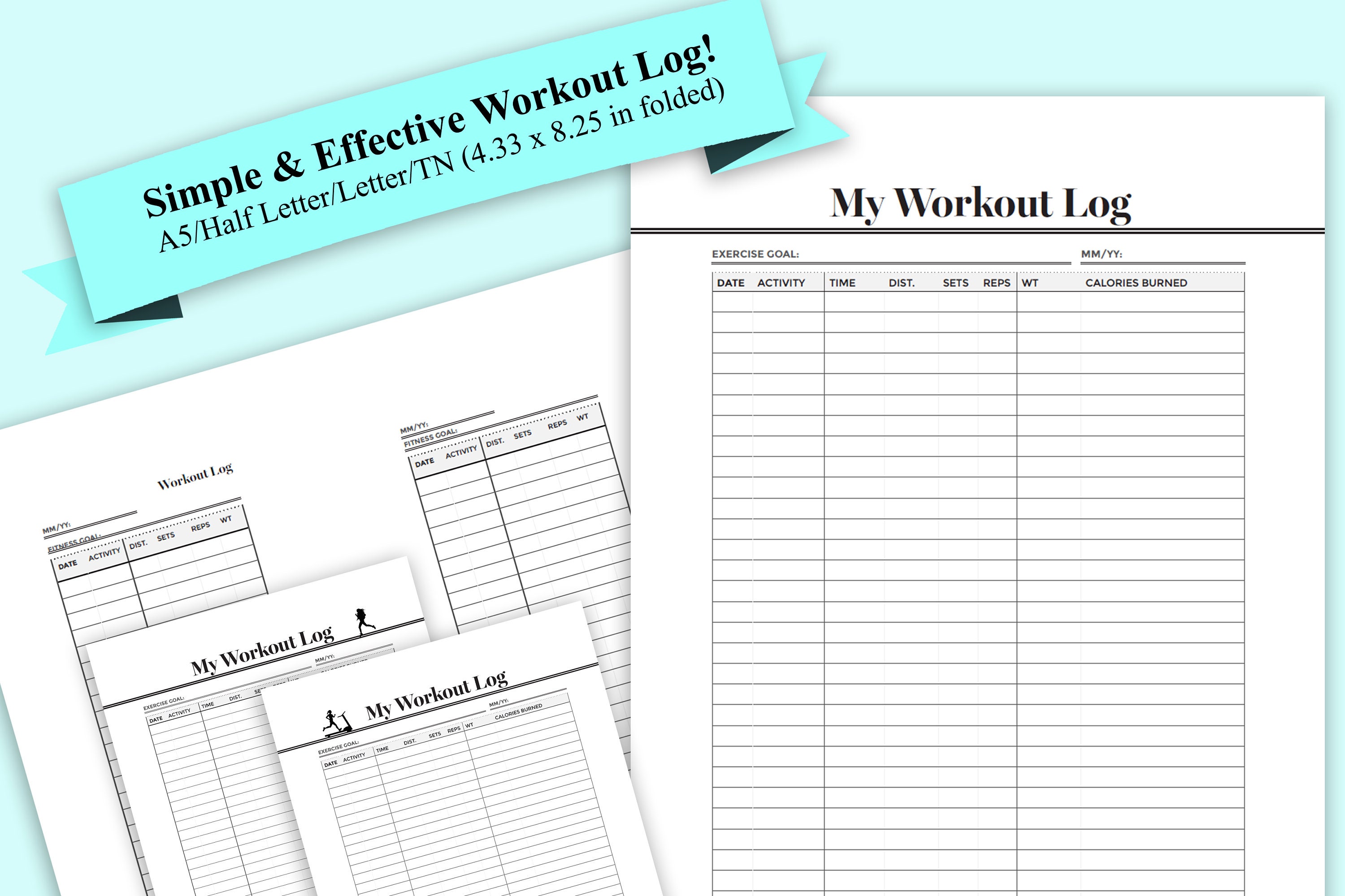 Workout Log - Printable Fitness Tracker | Planner for Cardio - Etsy