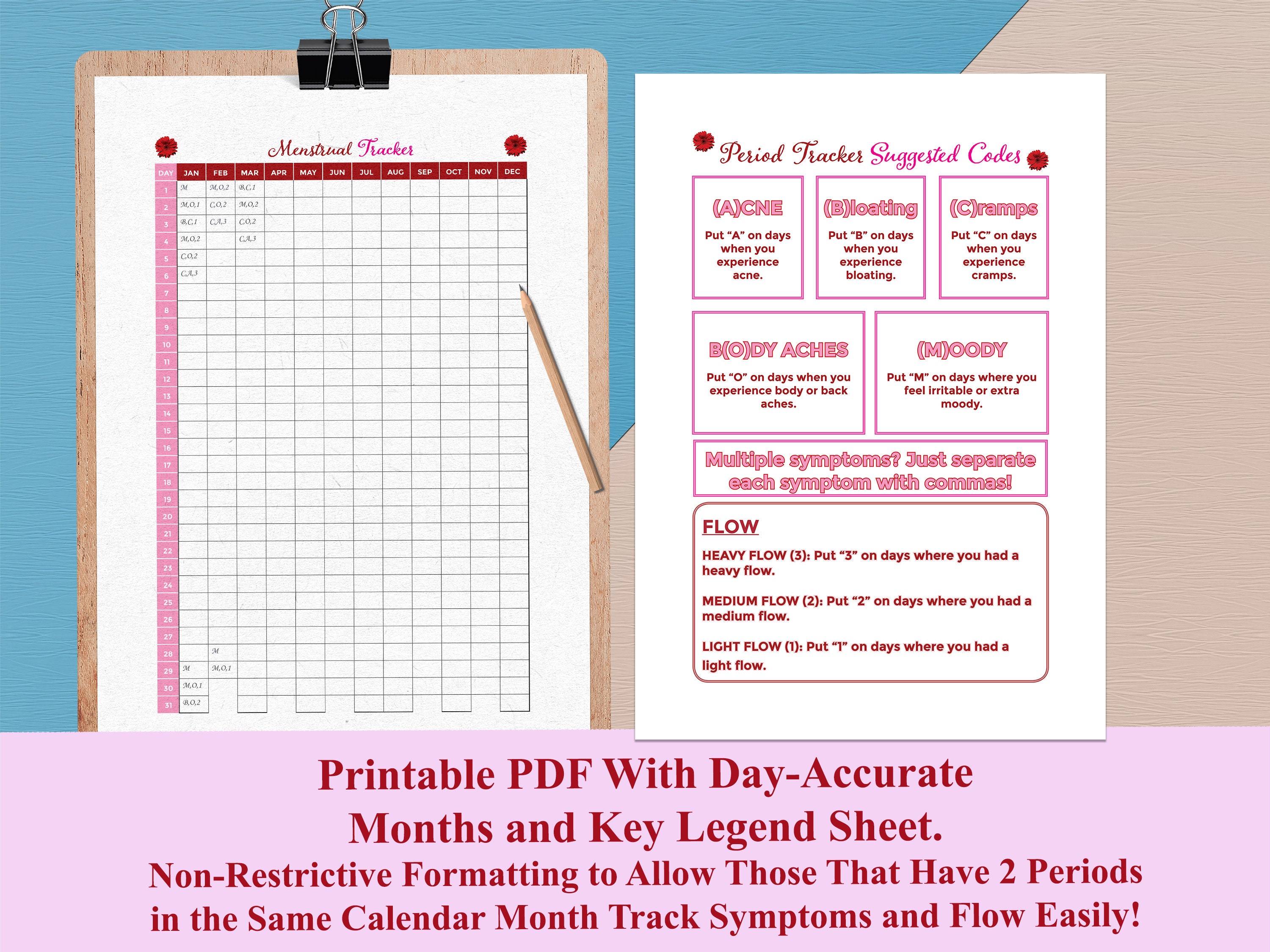 Period Tracker Printable PDF Menstrual Cycle Log - Etsy Portugal