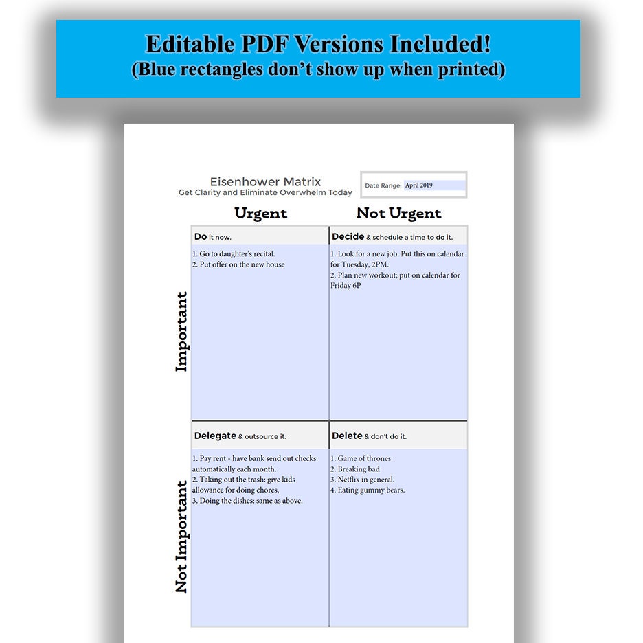 Printable Weekly Planner + Priority Planner Bundle | Eisenhower Matrix ...