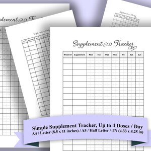 Printable Supplement and Vitamin Tracker | Weekly Medicine Log | Medication and Pill Tracker