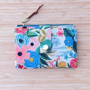 Essex Wallet | Rifle Paper Co Canvas | Wildwood Floral | Natural | Blue