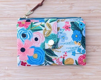 Essex Wallet | Rifle Paper Co Canvas | Wildwood Floral | Natural | Blue