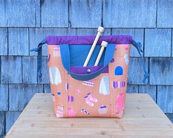 Drawstring Project Bag | Small Tote | Pumpkin