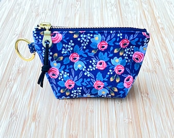 Mini Flat Bottom Zipper Pouch | Coin Purse Keychain | Rifle Paper Co | Petite Rosa