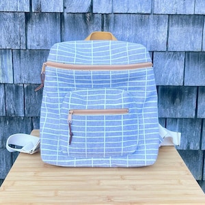 Mochila Tori / Lona / Cuadrícula moderna / Gris jaspeado