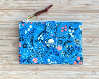 Essex Wallet | Rifle Paper Co Fabric | Wildwood Floral Metallic | Blue