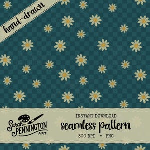 Moody Daisy Seamless Pattern: Cottagecore Floral (Digital Download)