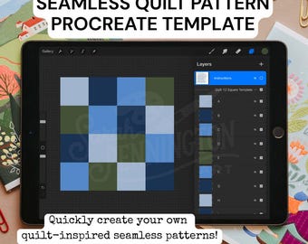 Procreate Cheater Quilt Square Pattern Template – 3x3 & 4x4 Layered Grid for Seamless Designs