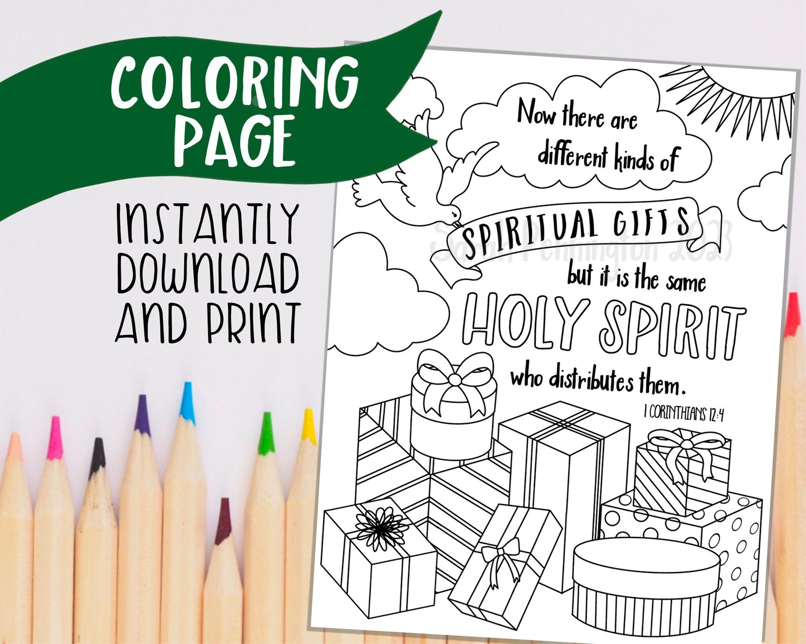 Spiritual Gifts PRINTABLE COLORING PAGE - Instant Download - Christian ...