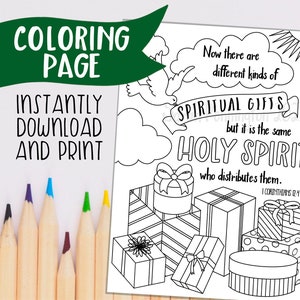 Spiritual Gifts Coloring Page: Bible Journaling Art (Digital Download) Print At Home JPG PDF