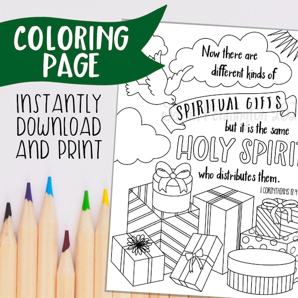 Spiritual Gifts PRINTABLE COLORING PAGE - Instant Download - Christian Coloring Sheet - Adult Coloring Page Line Art - Bible