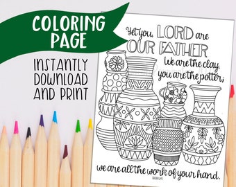 You are the Potter PRINTABLE COLORING PAGE - Instant Download - Christian Coloring Sheet - Adult Coloring Page Line Art - Bible School Study