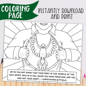 Temple du Saint-Esprit COLORIAGE IMPRIMABLE - téléchargement immédiat - feuille à colorier chrétienne - coloriage adulte dessin au trait - Bible