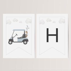 Baner urodzinowy golfowy, edytowalny szablon, girlanda urodzinowa, pierwsze urodziny golfisty, dodatki na imprezę golfową, LP54-004h