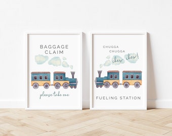 Train Baggage Claim Table Sign, Fueling Station Table Sign, Party Food Printables, Editable Template, Chugga Chugga Chew Chew LP39-003c