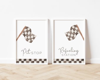 Pit Stop Table Sign, Refueling Station Sign, Editable Template, Fueling Station, Food Party Printables, Vintage Race Car, LP21-007e