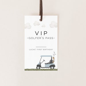 Karnet VIP Golfera, Szablon edytowalny, Karnet Golf Crew, Hole in One VIP do wydrukowania na smyczy, Impreza golfowa, LP54-004g