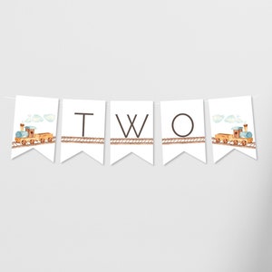 Chugga Chugga Two Two Birthday Banner, Editable Template, Turning 2, Train Banner, Steam Locomotive, Any Age Banner, LP39-001h