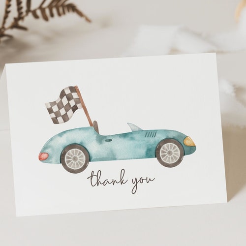 Racing Thank You Card Editable Template Vintage Race Car | Etsy