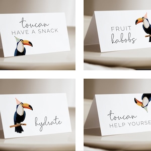 BOY GIRL Toucan Food Tent Labels, Editable Template, Toucan have a Snack, Toucan Help Yourself, Boy Toucan, Girl Toucan, LP19-004c