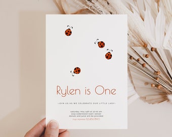 Lady Bug Invitation, Editable Template, First Birthday Invite, Our Little Lady is turning ONE, Ladybug Theme, LP27-008