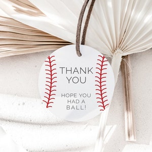 Baseball Thank You Tags, Sport Geburtstagsetiketten, bearbeitbare Vorlage, Hoffe, du hattest einen Ball, Birthday Extras, LP48-001a