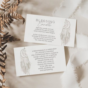 Blessingway Candle Labels, Editable Template, Blessing way Description Cards, Invitation Inserts, Blessing Candle Tags, Macrame, LP24-002a