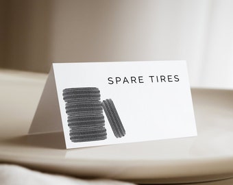 Spare Tire Food Tent Labels, Editable Template, Race Track Labels, Printable, Spare Tires, Coolant, Dip Sticks, Nuts & Bolts, LP21-004a