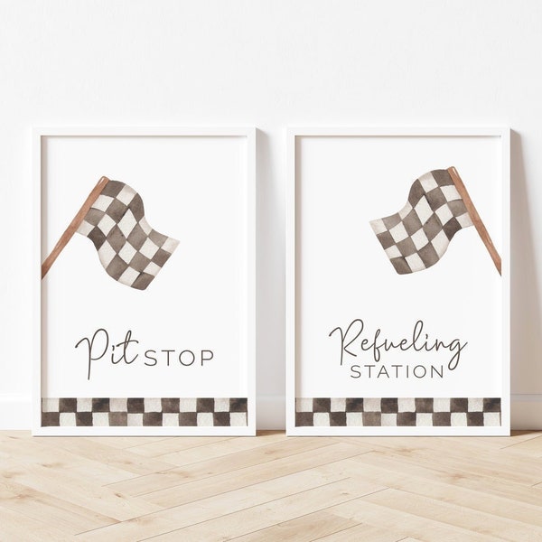 Pit Stop Table Sign, Refueling Station Sign, Editable Template, Fueling Station, Food Party Printables, Vintage Race Car, LP21-007e