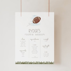 Football Theme Milestone Poster, Rookie Season Sign, Editable Template,  Football Milestone Board, First Party Extras, LP58-001b