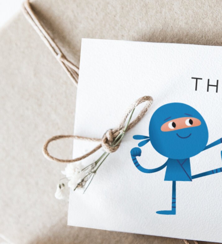 Ninja Thank You Labels, Warrior Birthday Tags, Editable Template, Ninja ...