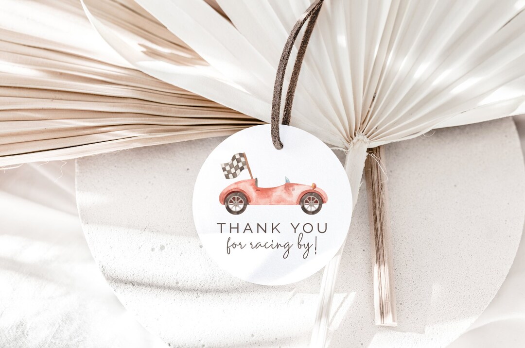 Racing Thank You Tags, Editable Template, Red Race Car Thank You Favor ...
