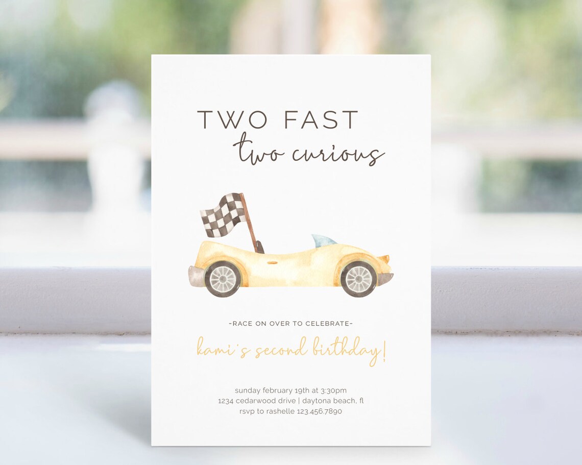 Two Fast Two Curious Birthday Invitation Editable Template - Etsy - Two Fast Two Curious Birthday Invitation