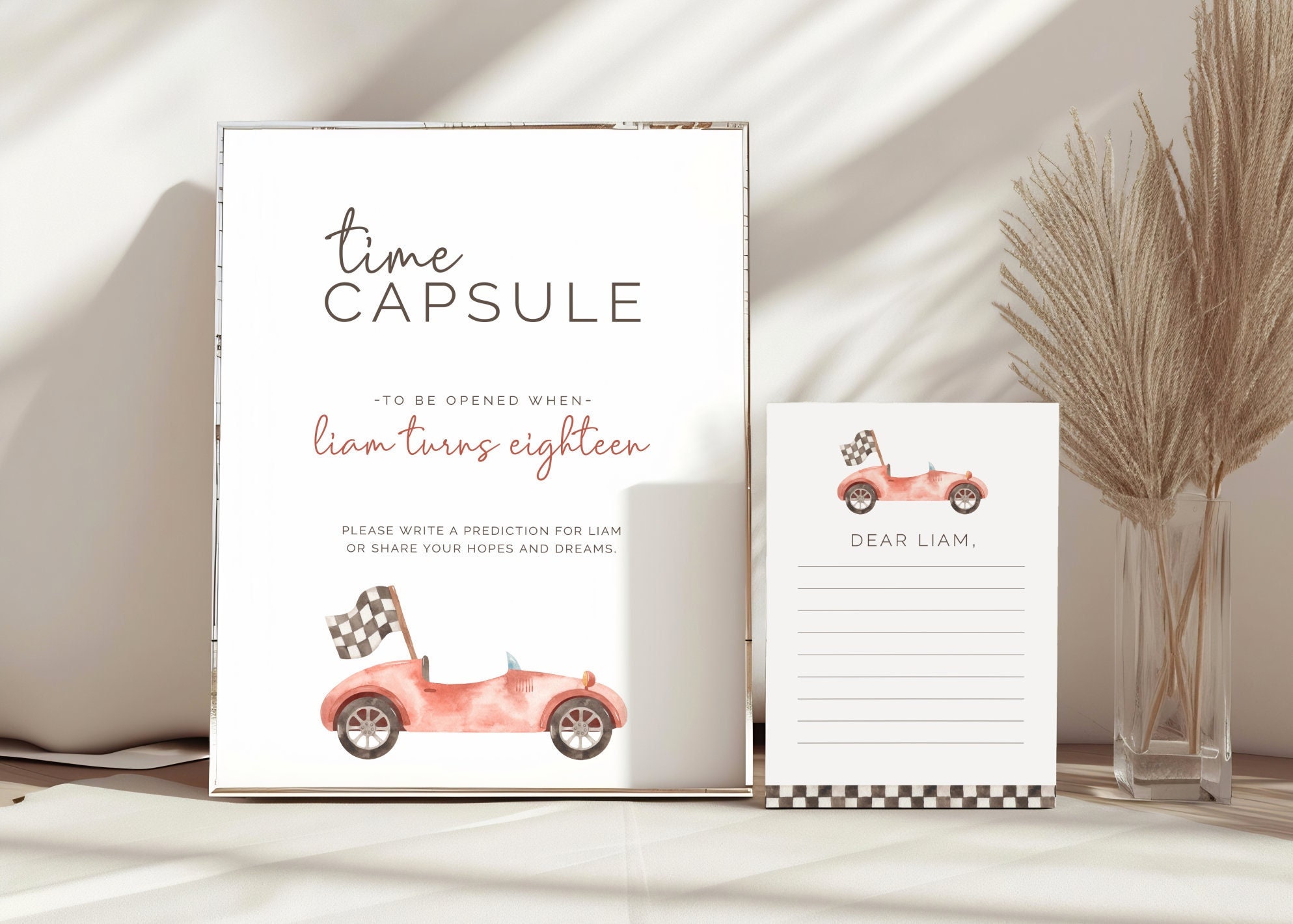 Car Racing Timezone Card Racing Time Capsule Sign, Time Capsule Cards, Editable Template ...