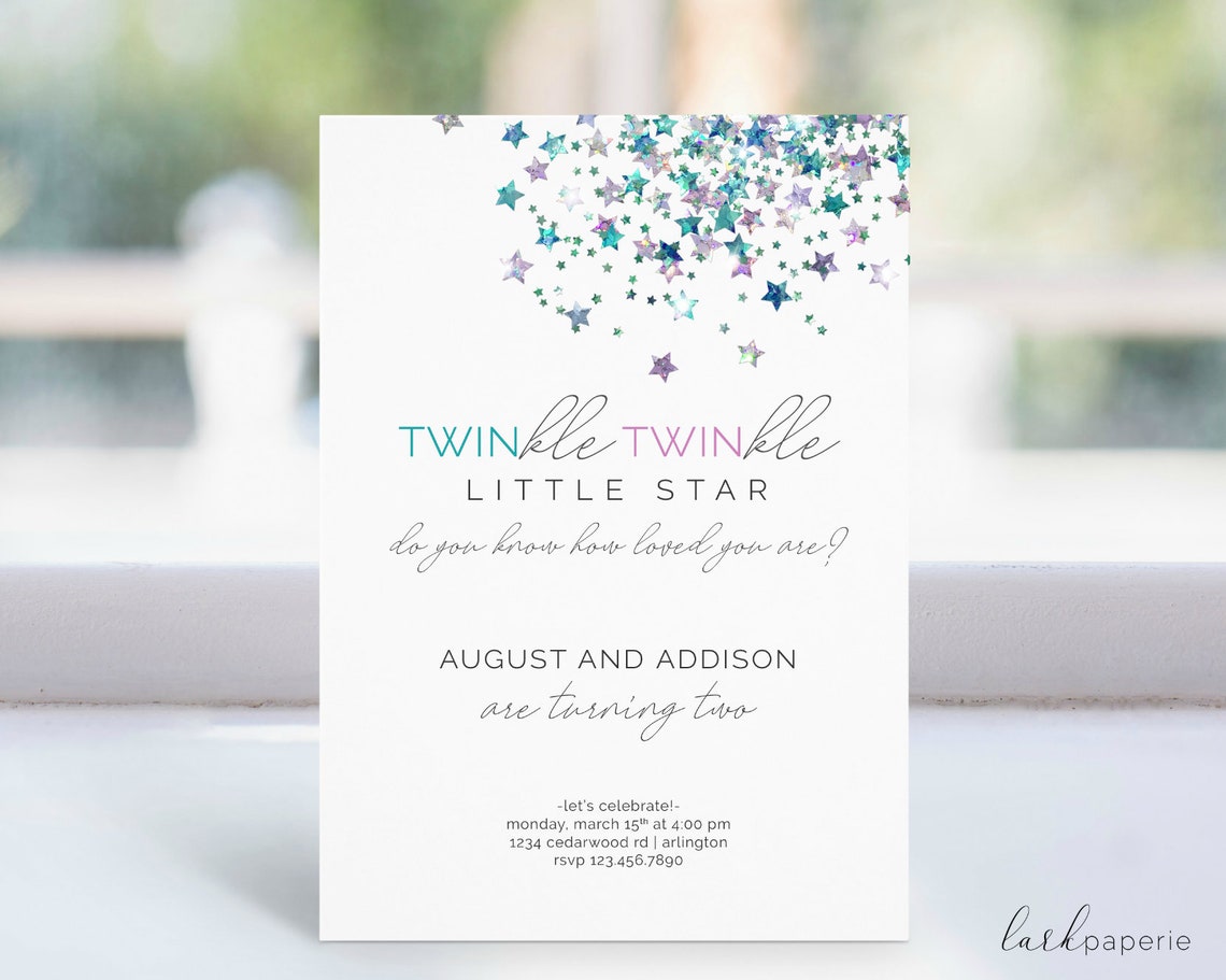 Twinkle Twinkle Little Star Invitation Editable Template - Etsy
