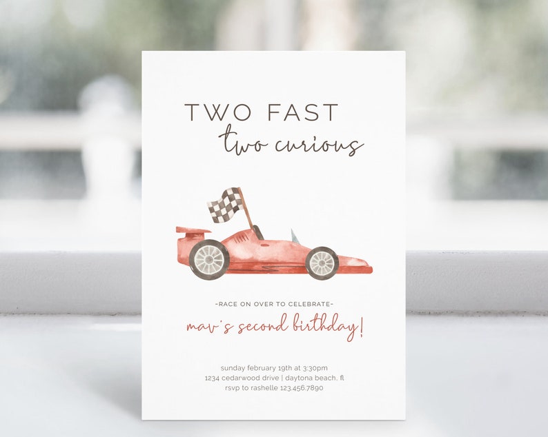 Two Fast Two Curious Birthday Invitation Editable Template | Etsy - Two Fast Two Curious Birthday Invitation